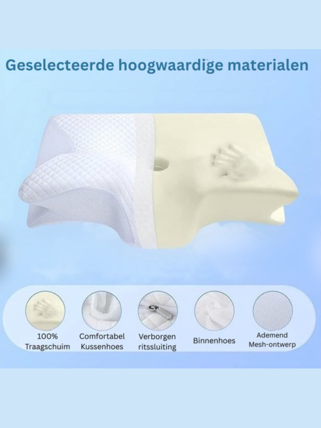 Nexora™ - Ergonomisch slaapkussen voor betere nek- en schouder ondersteuning incl. wasbare kussenhoes